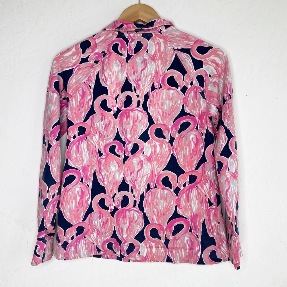 Lilly Pulitzer sweatshirt pink Flamingo 1/4 Zip Pullover Sweater - Picture 6 of 7